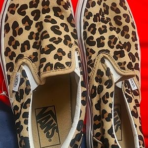 NWOT Vans slip on skate shoes leopard print